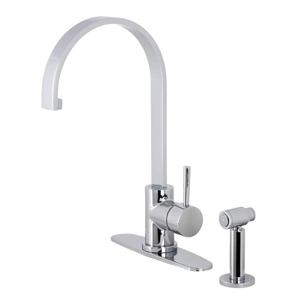 Kingston Brass Concord Single-Handle Kitchen Faucet with Side Sprayer in Polished Chrome