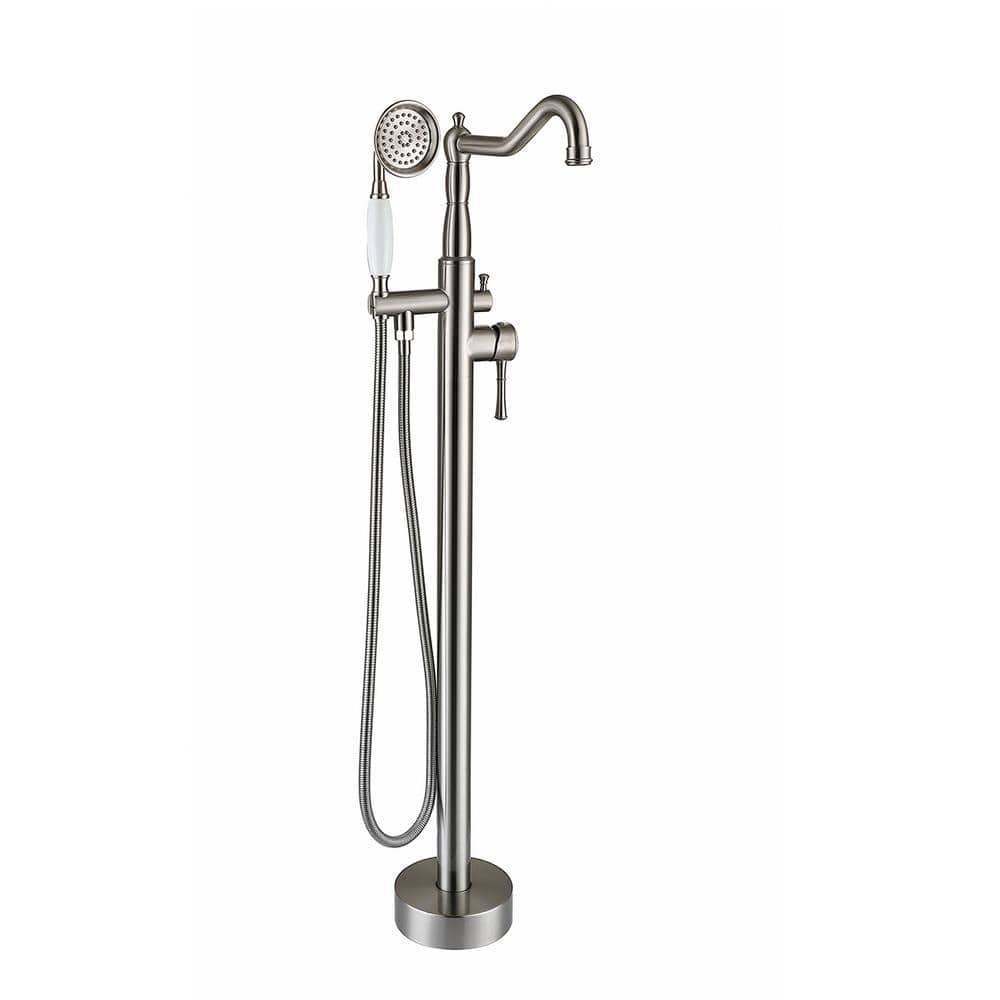 Single-Handle Claw Foot Freestanding Tub Faucet with Hand Shower in. Brushe