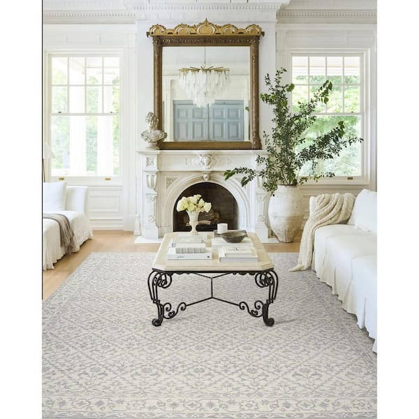 Nabela Noor Home Maan Sky Blue/Off-White Traditional Area Rug, 5 ft. 3 in. x 7 ft.