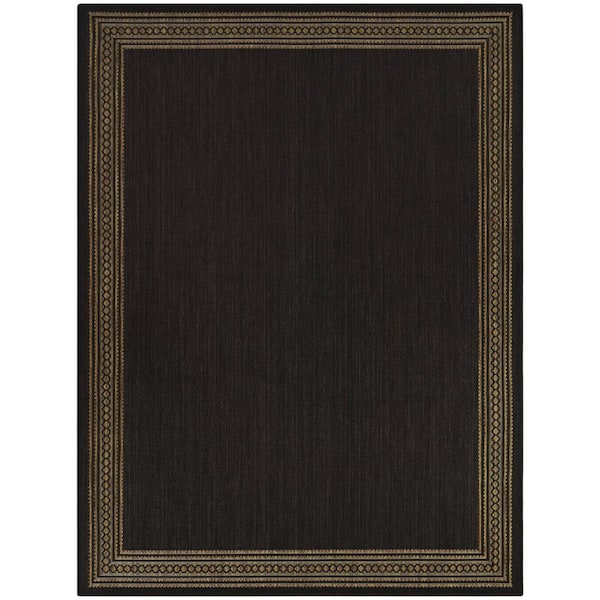 Hampton Bay Brown/Black 2 x 3 Border Indoor/Outdoor Area Rug