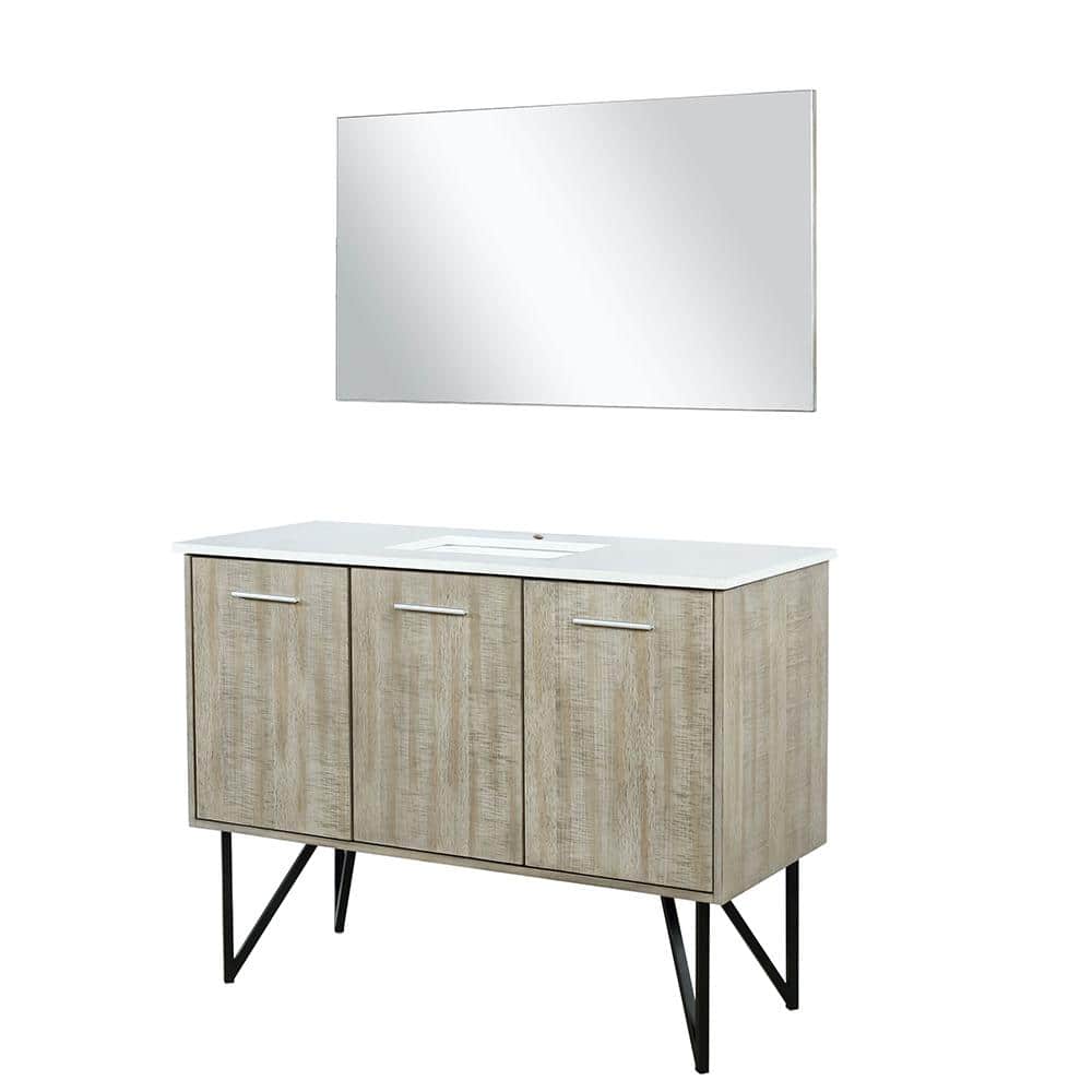 Lancy 48" Rustic Acacia Wood Bathroom Vanity with White Quartz Top