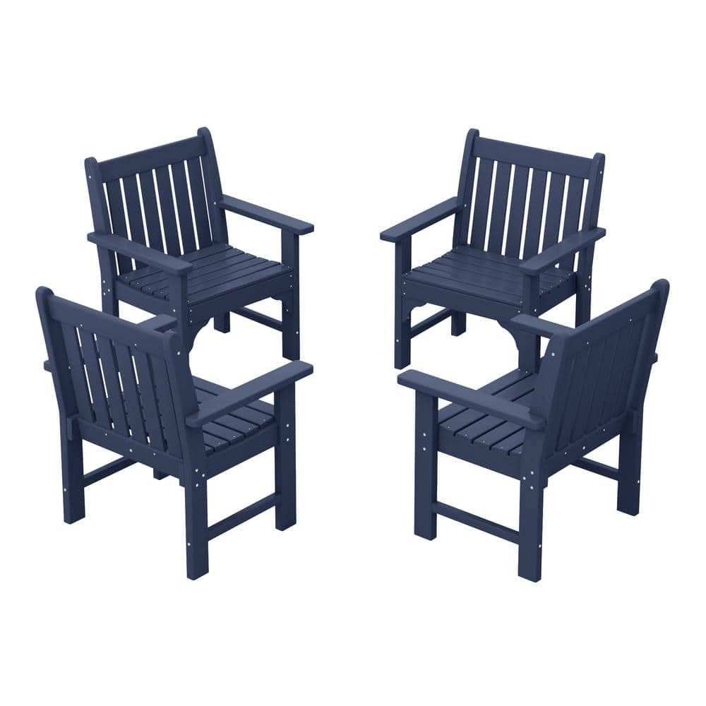 Laguna Outdoor Patio HDPE All Weather Fade Resistant Casual Garden Arm Chairs in Navy Blue, Set of 4 Lounge Chairs price history on PriceWatchPro