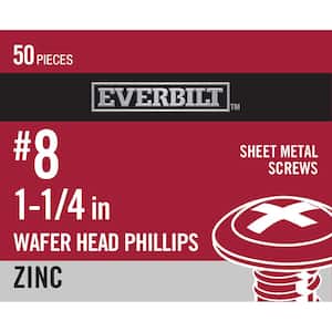 #8 x 1-1/4 in. Zinc Plated Phillips Modified Truss Head Sheet Metal Screw (50-Pack)