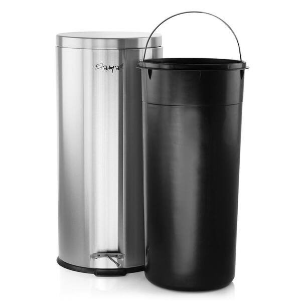 Mainstays Round 7.9-Gallon Trash Can, Stainless Steel 