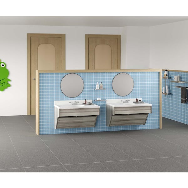 31 in. W x 21 in. D x 21.5 in. H Single Sink Wall Mounted Kids Bathroom Vanity with White Marble Top (Shadow Elm Gray)