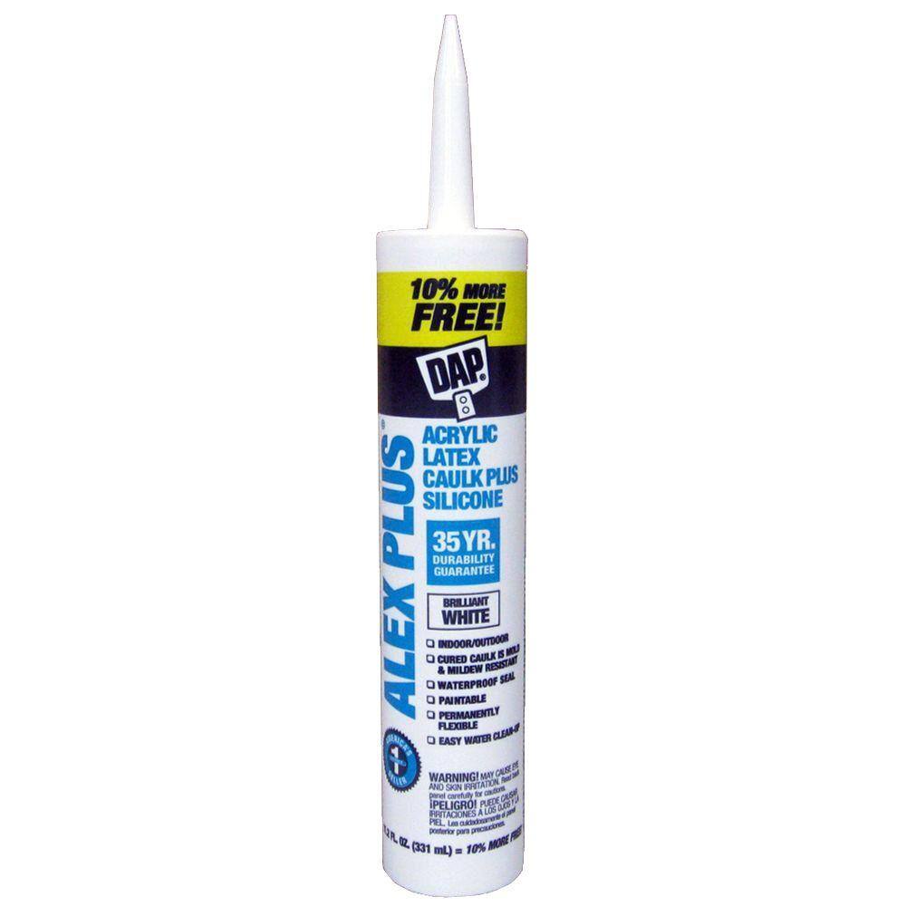 DAP ALEX PLUS 11.2 oz., White Acrylic Latex Plus Silicone Caulk (12 ...