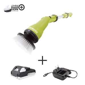 24-Volt Cordless Handheld 360-Degree Spin Scrubber Brush Kit with 1.3 Ah Battery + Charger
