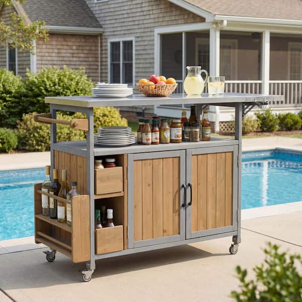 プレスト CHRISTOPHER KNIGHT HOME Land Walnut+Blue Gray Wood+Metal Patio