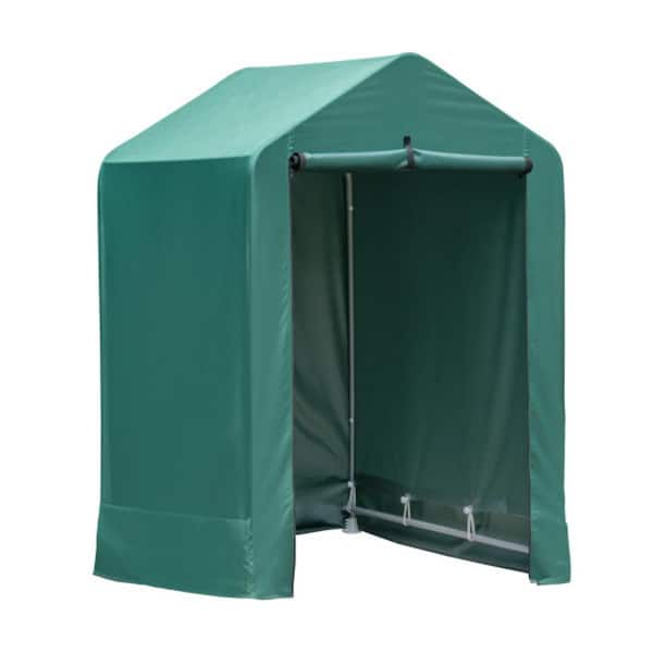 ShelterLogic 4 ft. x 4 ft. x 6 ft. Green Garden Shed with Metal Frame and Fabric Cover