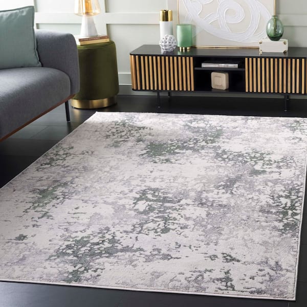 Orchard 8 ft. x 10 ft. Gray/Green Abstract Distressed Area Rug