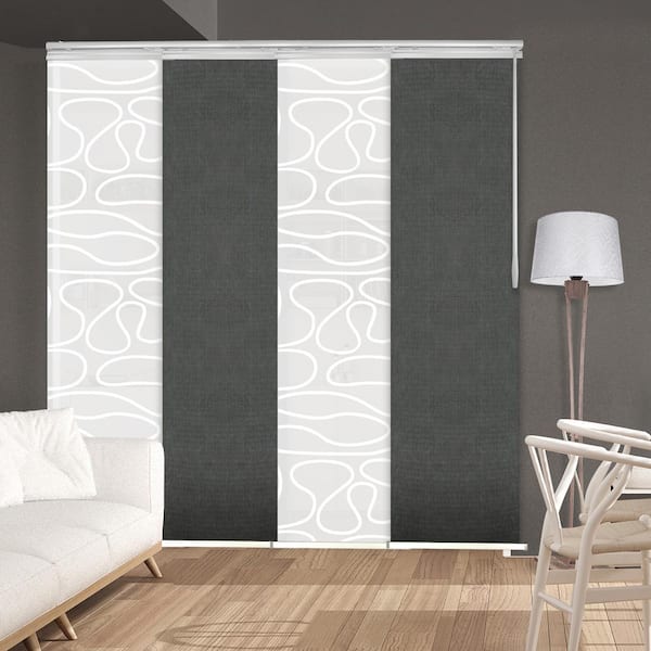 FINE FIXTURES Midnight Swirl 48 in. - 88 in. W x 94 in. L Adjustable 4- Panel White Single Rail Panel Track with 23.5 in. Slates