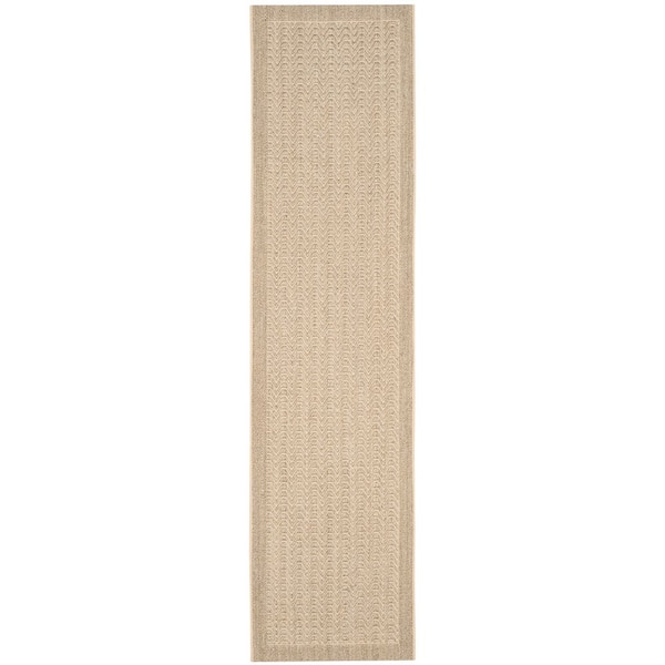 Palm Beach 2 ft. x 10 ft. Desert Sand Solid Color Border Runner Rug