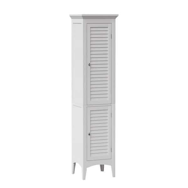 Glancy 15 in. W x 13 in. D x 63 in. H Freestanding Bathroom Storage Slim Linen Cabinet with 2-Shutter Doors in White