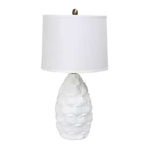 27.25 in. Resin White Table Lamp with Fabric Shade