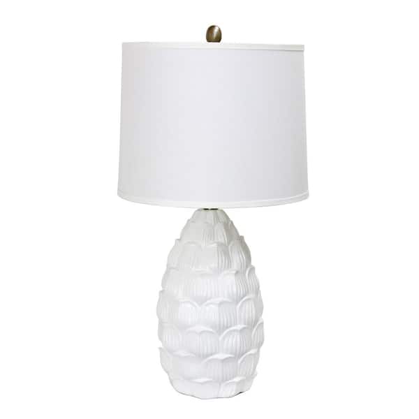 Elegant Designs 27.25 in. Resin White Table Lamp with Fabric Shade