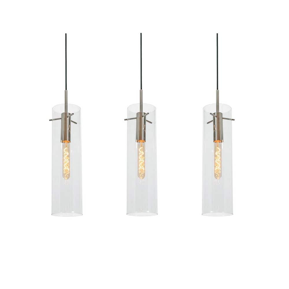 Modern Light Antique Brass and Clear Glass Linear Pendant