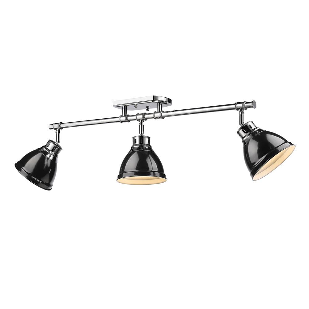 Duncan 6.5 in. 3-Light Chrome Semi-Flush Mount with Black Shade and No Bulbs Included price history on PriceWatchPro