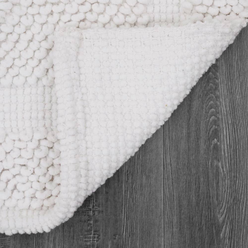 Sophie Border White Cotton Chenille Non-Slip Bath Mat 27" x 45"