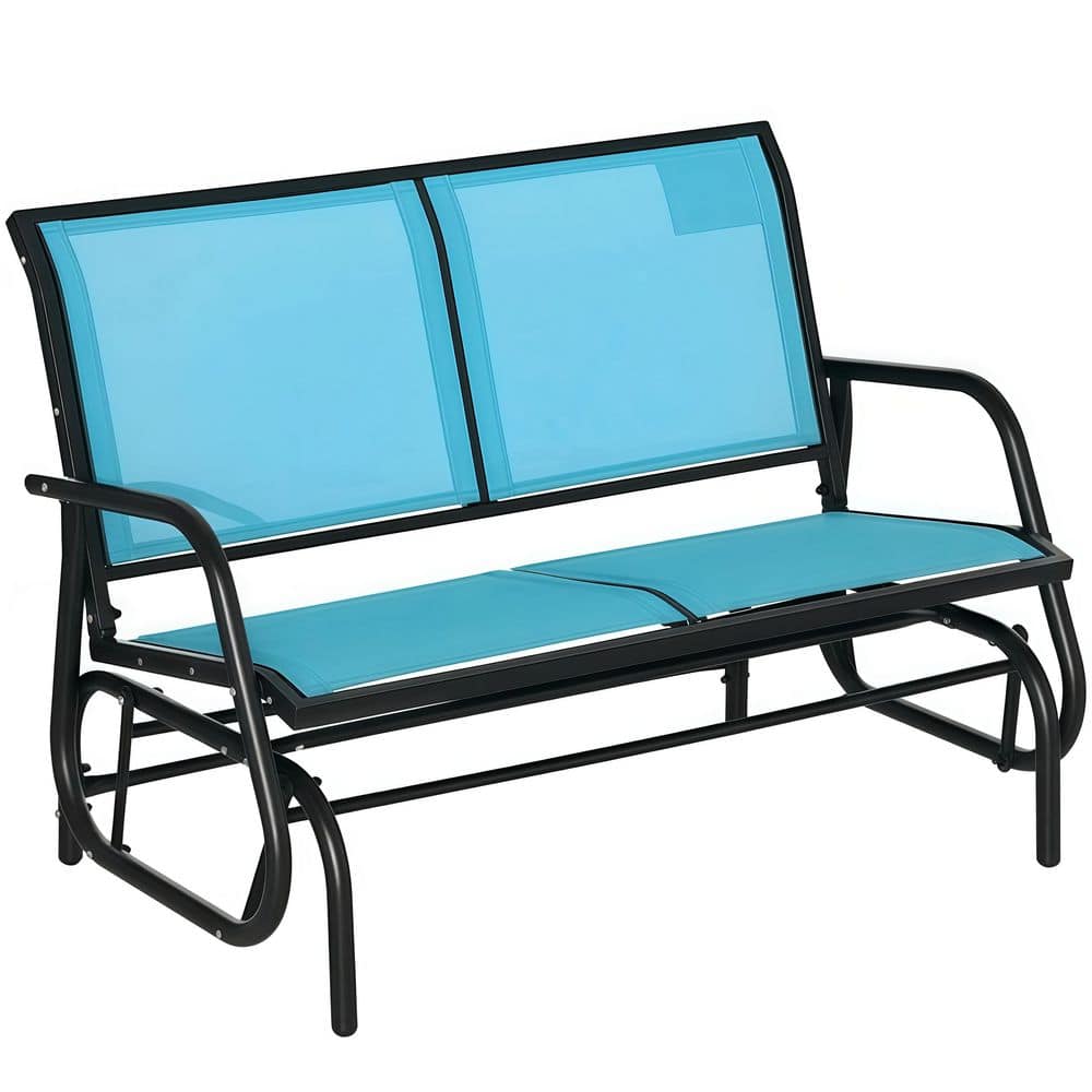 2-Person Black Metal Outdoor Sling Glider Bench, Blue Mesh Sling Rocking Chair with Steel Frame, 440 lbs. Capacity price history on PriceWatchPro