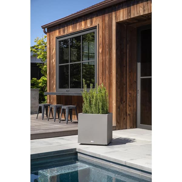 Cube 22 in. Square Grey Plastic Planter