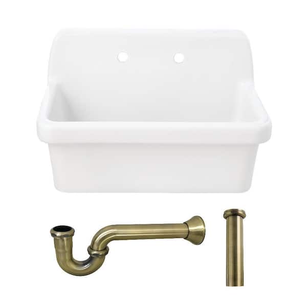 Doriteal 30.1 in. Wall Mount Single Ceramic Kitchen Sink with Accessories