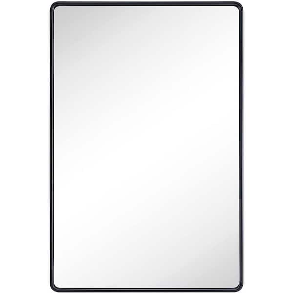 JimsMaison 22 in. W x 30 in. H Rectangular Aluminum Framed Wall Bathroom Vanity Mirror in Black