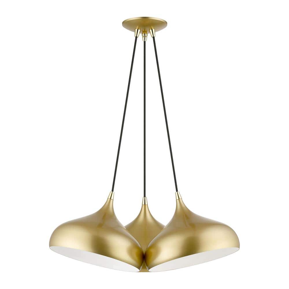 Soft Gold and Polished Brass 3-Light Cluster Pendant