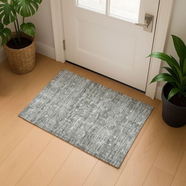 Mayfield Premium Machine Washable Abstract AMF1768 Pewter 2 ft. x 3 ft. Area Rug