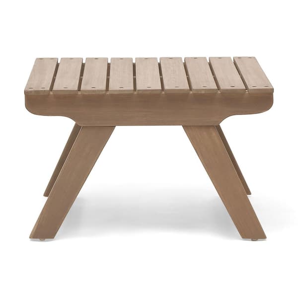 Acacia Wood Outdoor Side Table with Open Slat Design in Grey