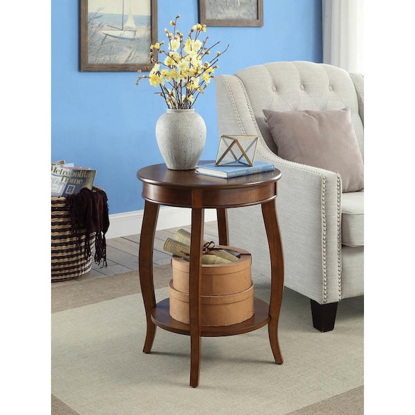 Acme Furniture Aberta 18 in. Walnut Round Wood End Table with Open