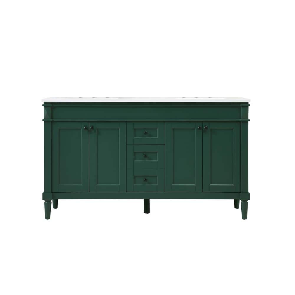 Simply Living 60 in. W x 21 in. D x 35 in. H Bath Vanity in Green with Ivor