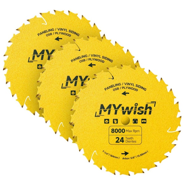 7-1/4 in. 24-Tooth Contractor-Grade Ripping Circular Saw Blade Value Pack (3-Pack)