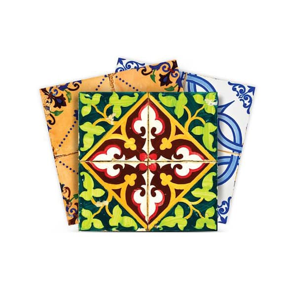 MI ALMA Green, Brown and Red HA4 7 in. x 7 in. Vinyl Peel and Stick Tile (24-Tiles, 8.17 sq. ft. / Pack)