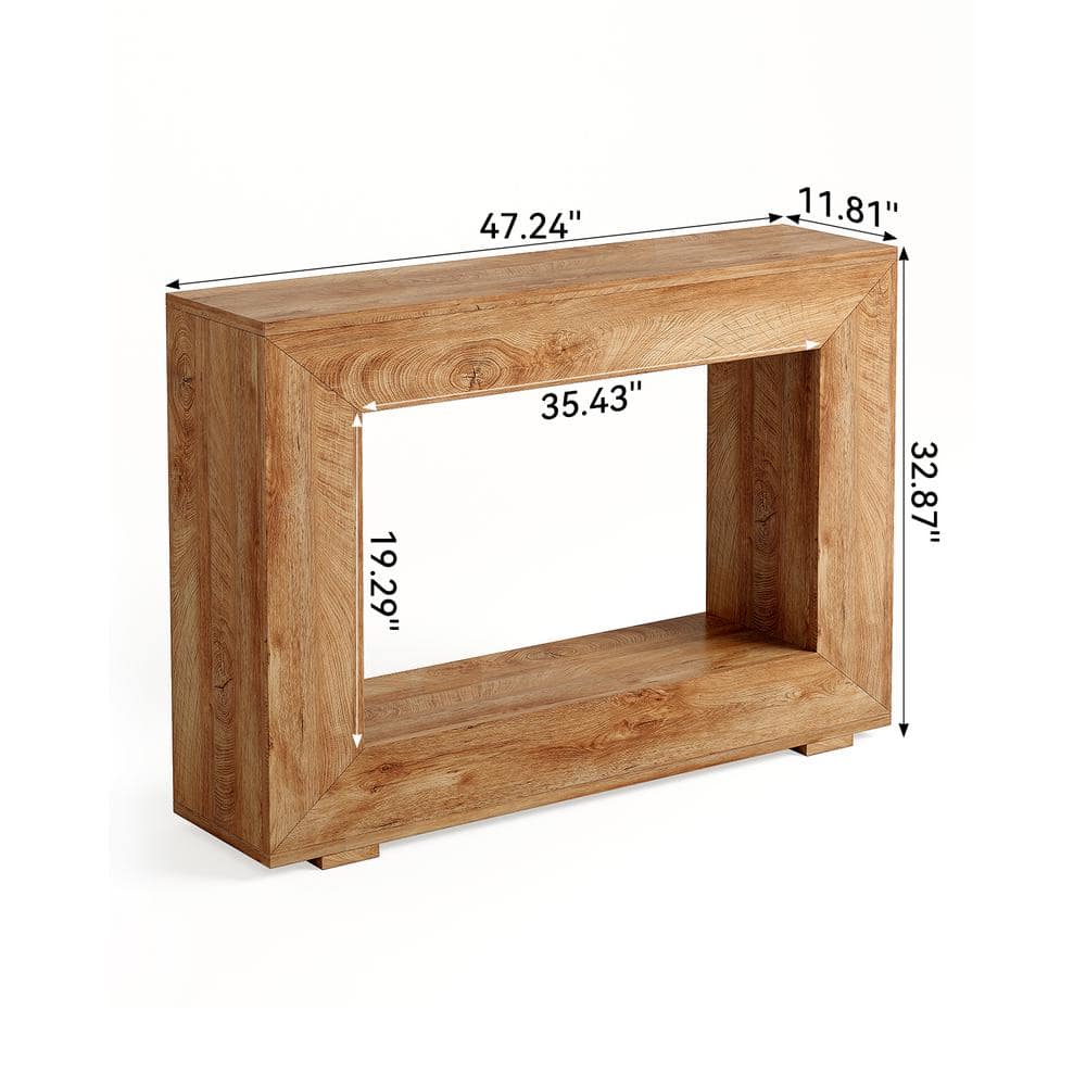 Rustic Wood Grain 47" Console Table with Storage