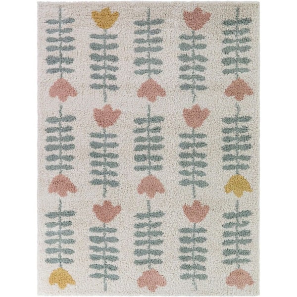 Hawthorne Green 4 ft. x 6 ft. Floral Stripes Area Rug