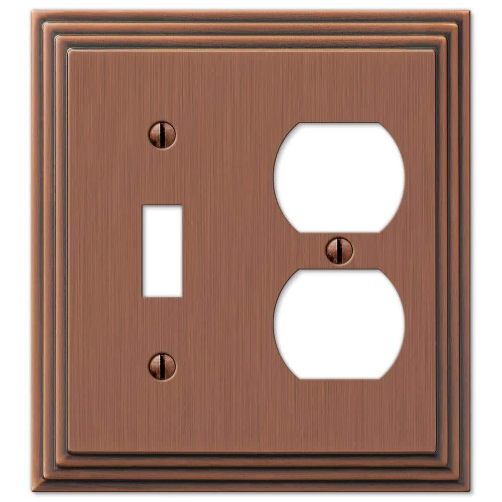 Tiered 2 Gang 1-Toggle and 1-Duplex Metal Wall Plate - Antique Copper price history on PriceWatchPro