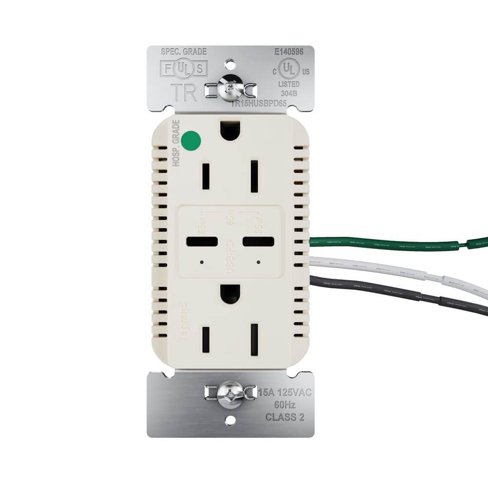 15A Tamper Resistant 65W Hospital Grade Power Delivery USB Type C Duplex Outlet Light Almond price history on PriceWatchPro