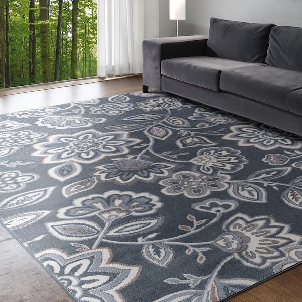 Madison Floral Gray 2 ft. x 8 ft. Indoor Runner Rug