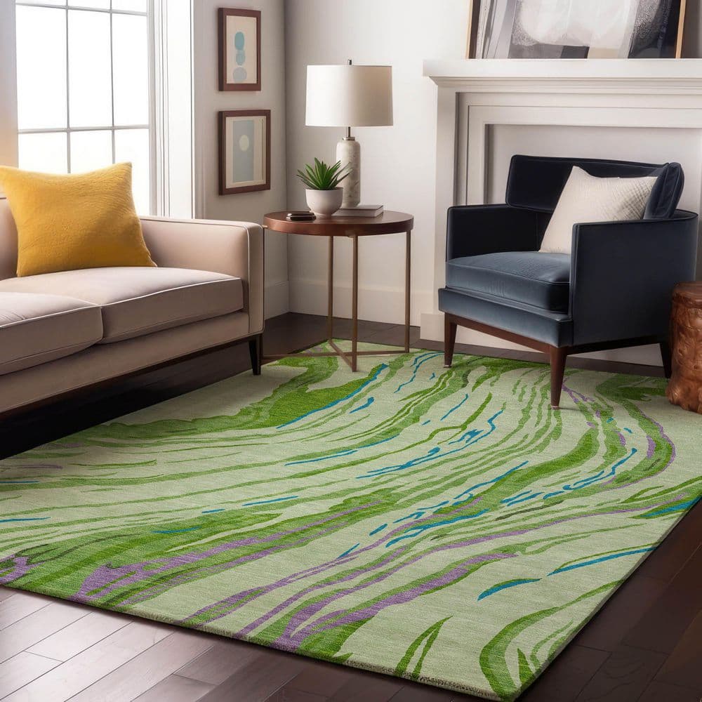 Mayfield Premium Machine Washable Abstract AMF1037 Green 10 ft. x 14 ft. Area Rug price history on PriceWatchPro