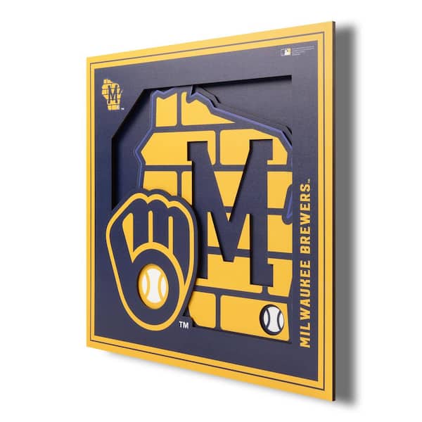 YouTheFan 2507149 12 x 12 in. MLB Milwaukee Brewers 3D Logo Series Wall Art