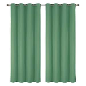 Lillian Collection Sage Polyester Solid 55 in. W x 84 in. L Thermal Grommet Indoor Blackout Curtains (Set of 2)