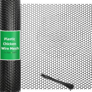 15.75 in. H Black Plastic Roll Wire Mesh for Poultry, Dogs Cats Snakes Fence, Garden Plants Fruits Vegetables Barrier