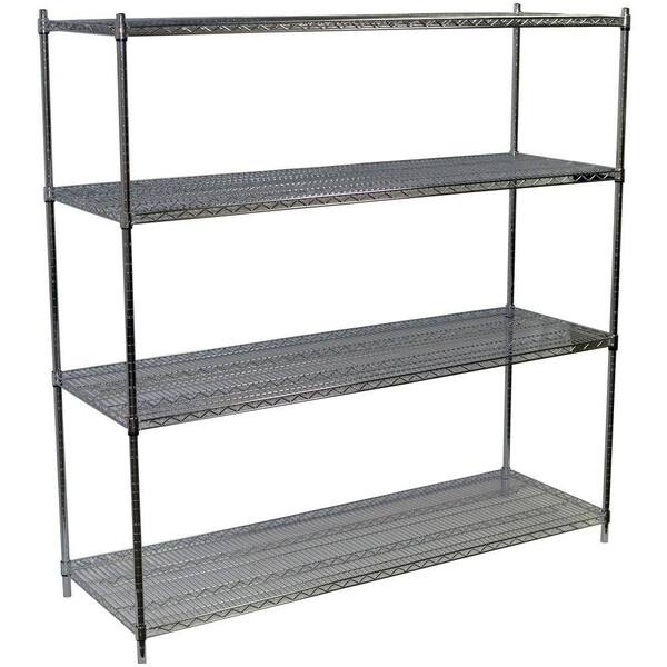 Storage Concepts Chrome 4-Tier Steel Wire Shelving Unit (72 in. W x 63 in. H x 18 in. D)