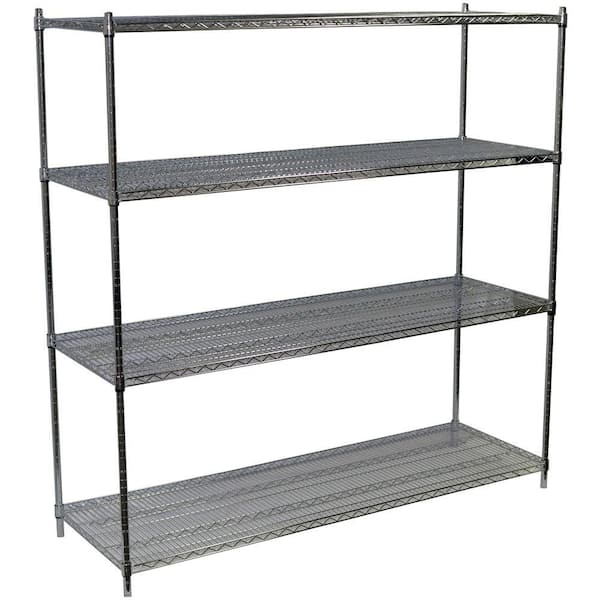 Storage Concepts Chrome 4-Tier Steel Wire Shelving Unit (72 in. W x 72 in. H x 24 in. D)