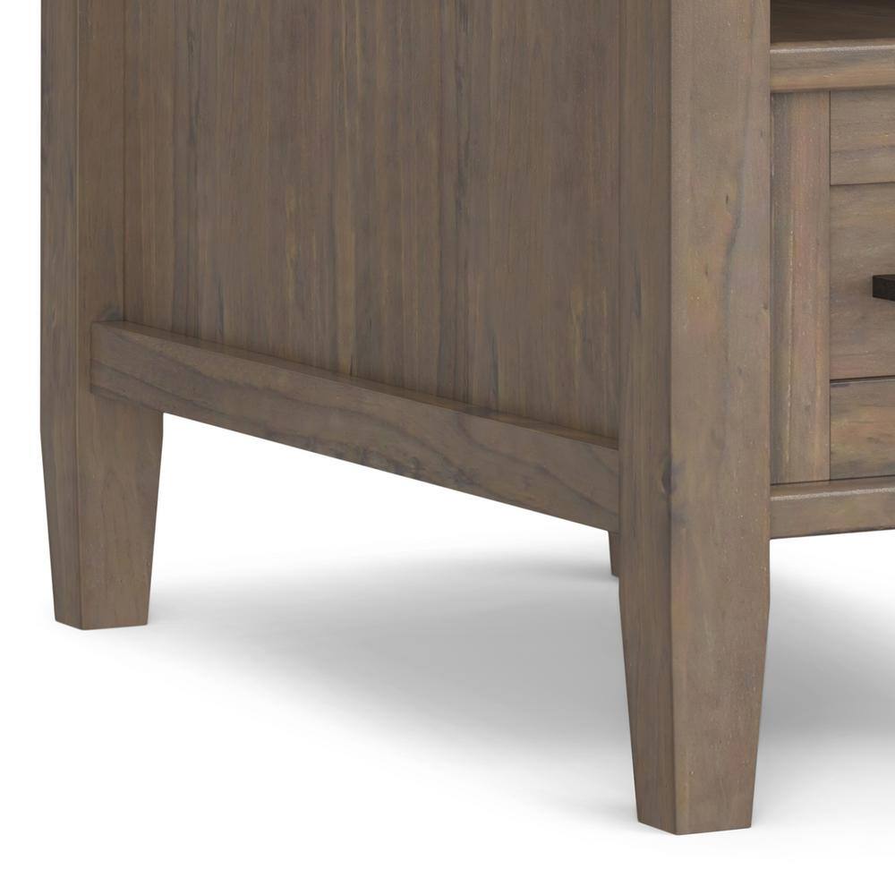 Ela Smoky Brown Solid Wood Narrow End Table with Storage