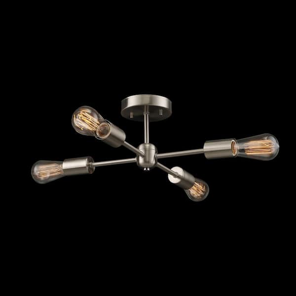 Rousel 6 Semi Flush Ceiling Light Brushed Gold