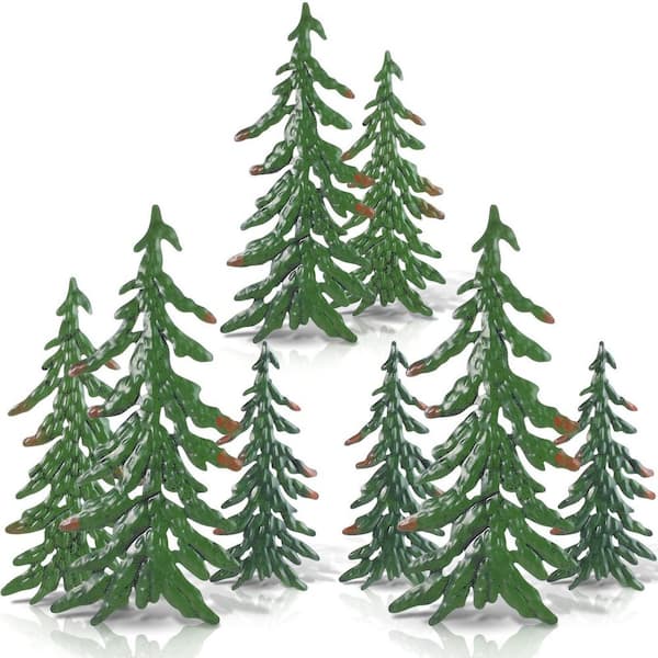 8-Piece Rustic Green Pine Tree Metal Wall Art Sculpture Decor Set for Christmas Outdoor Home Farmhouse Cabin Decor