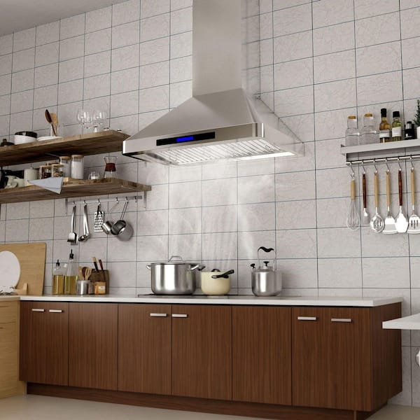 30 in. 900 CFM Convertible Wall Mount Range Hood with Remote, Touch Control LCD, Long-Term Warranty in Stainless Steel