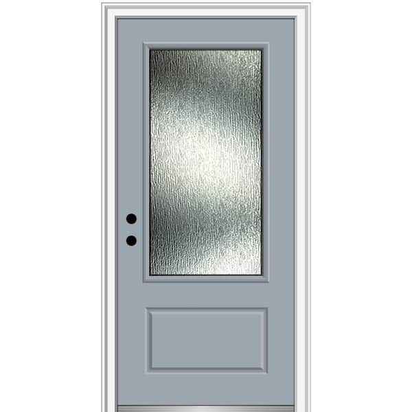 MMI Door 36 in. x 80 in. Right-Hand Inswing Rain Glass Storm Cloud Fiberglass Prehung Front Door on 4-9/16 in. Frame