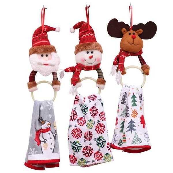 Christmas-Themed Hanging Hand Towel - Santa - Snowman - Convenient Hanging  Loops - ApolloBox